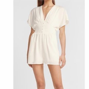 SMOCKED WAIST V-NECK ROMPER - LARGE